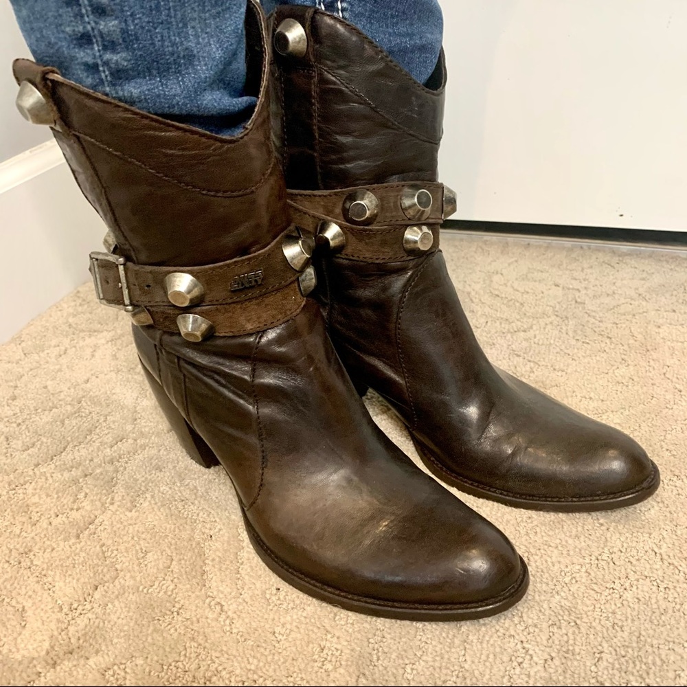 MISS SIXTY Brown Leather Heeled Cowboy Boots